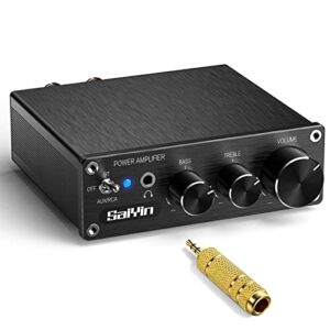 Saiyin Bluetooth Amplifier Home Audio , 80W x 2 Stereo Amplifier Receiver 2.0 Channel Mini Hi-Fi Class D Integrated Amp with Headphone Jack, Bass/Treble Control for Home Speakers