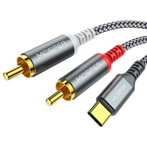 USB C to 2 RCA Audio Cable, 6.6 Ft Type-C to RCA Male to Male Y RCA Splitter, 2RCA Jack USB-C Audio Cable for Phone, Tablet, Home Theater, DVD, Amplifier, Speaker, Car Stereo