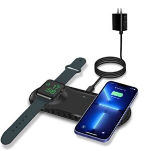 2 in 1 Wireless Charger,20W Dual Wireless Charging Pad for iPhone 14 13 12 11 Pro Max Plus XS X,iWatch 8/7/6/5/4/3/SE/Ultra,Airpods 3/2/Pro;Fast Charging Station for Samsung/Android(with PD-Adapter)