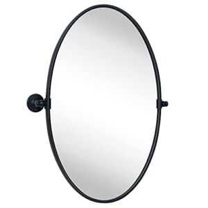 TEHOME Farmhouse Oval Metal Pivot Bathroom Vanity Mirror Tilting Beveled Vanity Mirrors for Wall 20×30”