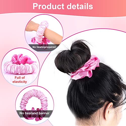 TOYMIS 2022 New Heatless Curling Rod Headband, Soft Silk Hair Curler No Heat Ponytail Headband Lazy Scrunchie Rollers Satin Magic Hairdresser Tools for Women Long Hair Sleep in Overnight (Pink) | The Storepaperoomates Retail Market - Fast Affordable Shopping