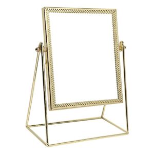 Makeup Mirror Single Sided Cosmetic Mirror Rectangle Beauty Mirror Handmade Make Up Mirror 9.25inch for Dresser Vanity Tabletop Desk – Gold