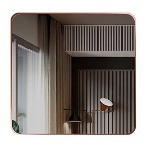 taimowei Bathroom Mirrors Square Wall Mirror, Brushed Metal Framed Hd Explosion-Proof Wall Mounted Vanity Mirror for Bathroom, Bedroom, Living Room, Entryway Wall Mirror/Rose Gold/40X40Cm