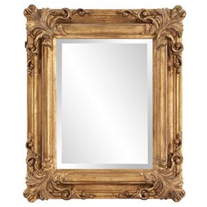 Howard Elliott Edwin Hanging Rectangular Accent Rustic Antique Gold Wall Mounted Mirrors, Elegant Embellished Framed Decorative Mirror, 19 x 23 Inch
