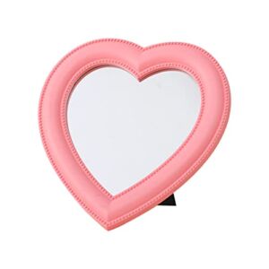 Makeup Mirror Vanity Mirror Desk Cosmetic Mirror Heart Shape Mirror for Ladies Women Girls (Pink)
