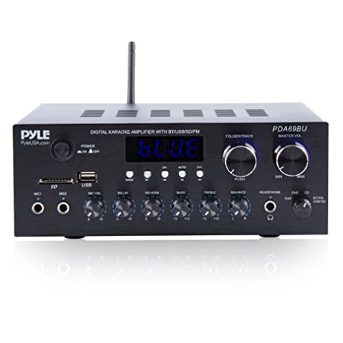 Pyle Bluetooth Home Audio Amplifier Receiver Stereo 300W Dual Channel Sound Audio System w/MP3, USB, SD, AUX, RCA, MIC, Headphone, FM, LED, Reverb Delay, for Home Theater Speakers, Studio – PDA69BU | The Storepaperoomates Retail Market - Fast Affordable Shopping