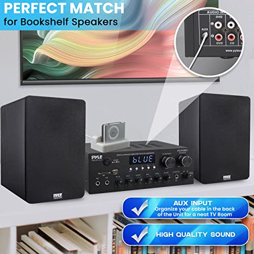 Pyle Bluetooth Home Audio Amplifier Receiver Stereo 300W Dual Channel Sound Audio System w/MP3, USB, SD, AUX, RCA, MIC, Headphone, FM, LED, Reverb Delay, for Home Theater Speakers, Studio – PDA69BU | The Storepaperoomates Retail Market - Fast Affordable Shopping