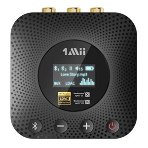 1Mii B06HD+ Hi-Res Bluetooth 5.1 Music Receiver for Home Stereo w/LDAC, Hi-Fi Bluetooth Adapter w/Audiophile DAC aptX HD Volume Control OLED Display, Wireless Audio Adapter for AV Receiver/Amplifier