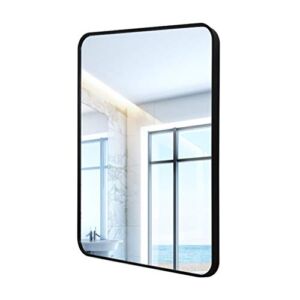 taimowei Rectangle Bathroom Wall Mirror, Glass Black Frame Makeup Mirror Hd Shatterproof Padded Shaving Mirror for Vanity Living Room Bedroom Hallway Vertical or Horizontal/50 X 70Cm