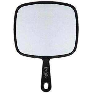 ForPro Large Hand Mirror, Multi-Purpose Mirror with Distortion-Free Reflection, Black, 9” W x 12” L