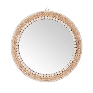 SWTHONY 15 Inch Boho Round Hanging Wall Mirror Decorative Rattan Circle Wall Mounted Mirror for Farmhouse, Living Room, Bedroom, Bathroom