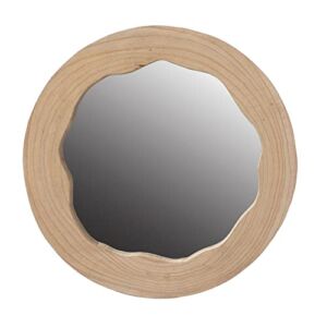Vintiquewise Decorative Round Natural Wood Wall Mirror for The Entryway, Living Room, or Vanity