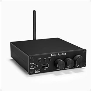 Fosi Audio BL20C 320 Watts Bluetooth 5.0 Stereo Audio Receiver Amplifier 2.1 CH Mini Hi-Fi Class D TDA7498E Integrated Amp U-Disk Player for Home Passive Speakers Powered Subwoofer(with Power Supply)