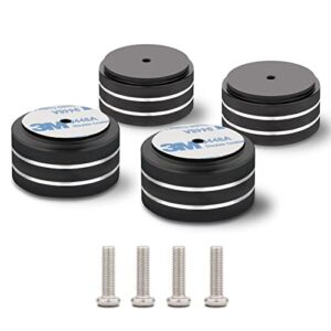 Monosaudio 4Pcs 40x20mm Speaker Isolation Feet 3M Adhesives Speaker Spike Pads with Non-Slip Rubber Rings for Audio,Speakers, Subwoofers, Home Theater, Turntable DAC Feet Pad (Black Color)