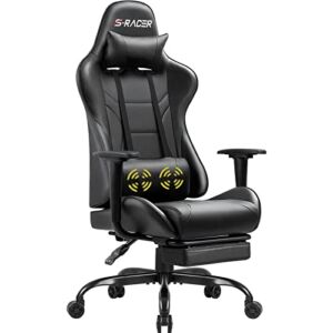 Homall Gaming Chair Massage Computer Office Chair Ergonomic Desk Chair with Footrest Racing Executive Swivel Chair Adjustable Rolling Task Chair (Black)
