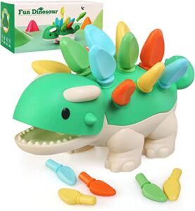 Hirger Spike The Fine Motor Dinosaur – 14 Pieces, Ages 18+ Months Toddler Dinosaur Learning Toys, Fine Motor and Sensory Toys, Educational Toys, Montessori Toys for Boys Girls Gifts