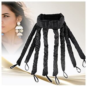 Heatless Curls Headband with Adjustable Headband Hair Curl Heatless Curling Rod Headband for Long Hair,Black