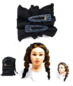 NONATHEO – Heatless Curling Rod Headband | Satin Headband Hair Accessory for Overnight Curls | No Heat Hair Curlers Rollers | Soft Hair Wrap Curler Silk Satin Curls Set for Long Hair (Black)