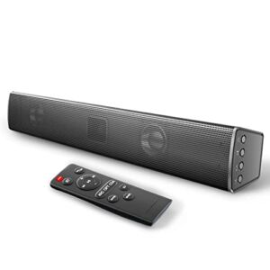Small Sound Bar for TV, 16-Inch Soundbar with Bluetooth 5.0, Mini Soundbar with Built-in 2 Speakers, Bass Tube, DSP, Optical/HDMI/Aux/USB, Soundbar for TV with 3 Equalizer Modes