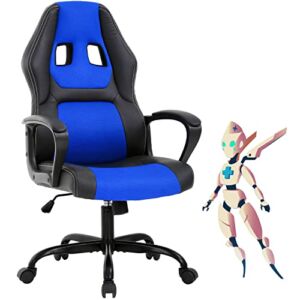 Gaming Chair PC Office Chair Ergonomic Gamer Chair PU Leather Executive Computer Chair with Lumbar Support High Back Adjustable Rolling Swivel Desk Chair for Adult Teen, Blue