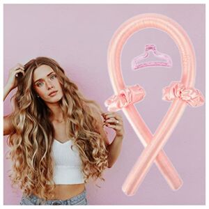 BADJAS No Heat Wavecurls Silk Curling Ribbon for Hair Heatless Curls Headband for Medium Hair Heatless Curls for Long Hair Overnight,Pink