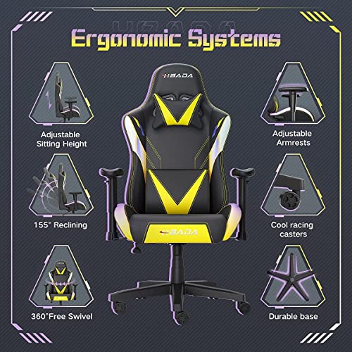 Hbada Gaming Chair Racing Style Ergonomic High Back Computer Chair with Height Adjustment, Headrest and Lumbar Support E-Sports Swivel Chair,Yellow-Purple Gradient | The Storepaperoomates Retail Market - Fast Affordable Shopping