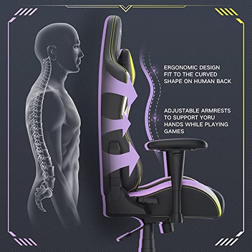 Hbada Gaming Chair Racing Style Ergonomic High Back Computer Chair with Height Adjustment, Headrest and Lumbar Support E-Sports Swivel Chair,Yellow-Purple Gradient | The Storepaperoomates Retail Market - Fast Affordable Shopping