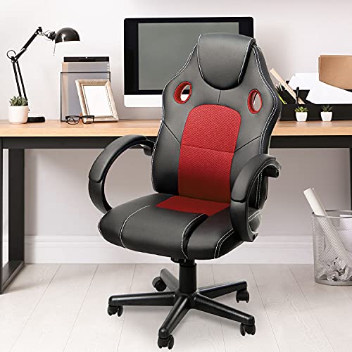 iooHug Computer Gaming Chair Cheap, Ergonomic Racing Chair Headrest with Lumbar Support, Home Office Desk Chair Adjustable PU Leather Mesh, Video Game Chairs for Teens Red | The Storepaperoomates Retail Market - Fast Affordable Shopping