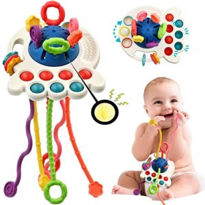 AiTuiTui Sensory Montessori Baby Toys, Toddler Travel Toys for Boy Girl Birthday Gifts, Soft Pull String Fidget Games Educational Learning Bath Toys for Infant Newborn Baby Shower Christmas 1st Gift