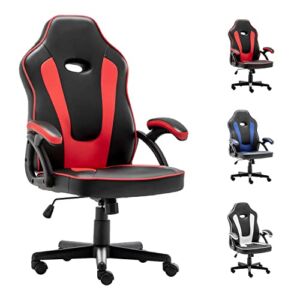 DualThunder Video Game Chairs, Gamer Chair DT520 Gaming Chairs for Adults Teens, Comfy Computer Office Chair Ergonomic Gaming Chair Home Office Desk Chairs with Wheels and Flip-up Arms, Red