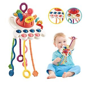 Oueyes Montessori Toys for Babies 6-12 Months Baby Sensory Toys 12-18 Months Pull String Activity Toys Sensory Toys for Toddlers 1-3 Travel Toys for 1 Year Old Baby Girl Boy Gifts
