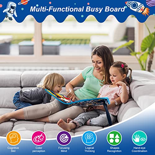 Busy Board for Toddlers,Montessori Sensory Toys Preschool Educational Learning Board Travel Quiet Book for Car Plane Basic Dress Skills Fine Motor Activity Boards Gifts for 1 2 3 4 Year Old Kids Blue | The Storepaperoomates Retail Market - Fast Affordable Shopping