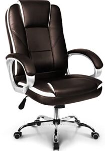 neo chair Office Chair Computer Desk Chair Gaming – Ergonomic High Back Cushion Lumbar Support with Wheels Comfortable Brown Leather Racing Seat Adjustable Swivel Rolling Home Executive