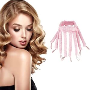 Heatless Hair Curler, Heatless Overnight Curls, Heatless Curling Rod Headband for Short hair, Upgraded Hair Ribbons with Removable & Adjustable Curls Strips, No Heat Hair Curlers (Short, Pink)