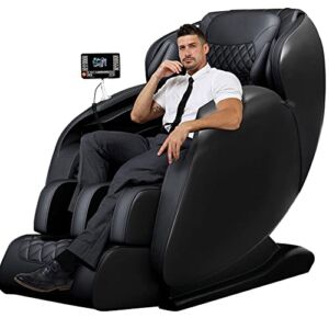 Massage Chair Full Body Recliner – Zero Gravity with Heat and Shiatsu Massage Office Chair Sl Track Intelligent Body Detection LCD Touch Screen Display Bluetooth Speaker Airbags Foot Rollers (Black)