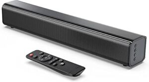 dyplay Small Sound Bar for TV with Bluetooth, 16-Inch Compact Soundbars, Built-in DSP, 60W 4 Equalizer Modes Audio, Bass Adjustable, Optical, HDMI, Aux, USB Connection for TV, Smartphones, PC
