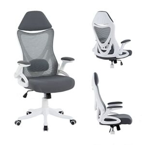 NORDICANA Ergonomic Office Chair – Swivel Desk Chair with Adjustable Armrest, Lumbar Support – Mesh High Back Computer Gaming Chair, Home Office Chairs, Executive Revolving Chair (Grey)