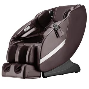 Zero Gravity Full Body Electric Shiatsu Massage Chair Recliner with Built-in Heat Therapy Foot Roller Airbag Massage System for Home Office,Brown