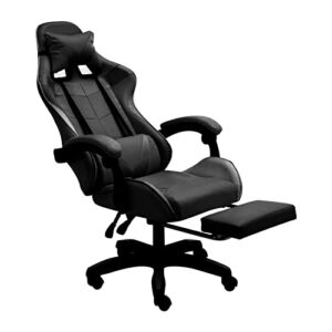 Foxtell Gaming Chair Office Chair High Back Computer Chair Ergonomic PU Leather PC Racing Desk Chair Adjustable Swivel Recliner with Footrest Headrest and Lumbar Support (Black)