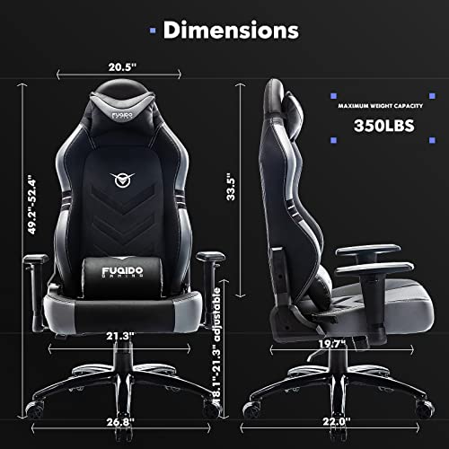 Big and Tall Gaming Chair 350lbs-Racing Style Computer Gamer Chair,Ergonomic Desk Office PC Chair with Wide Seat, Reclining Back, Adjustable Armrest for Adult Teens-Black/Grey | The Storepaperoomates Retail Market - Fast Affordable Shopping