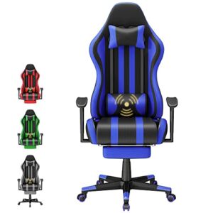 Soontrans Blue Gaming Chair,Comfortable Office Chair,Computer Gaming Chair,Recliner Gaming Chair with Adjustable Armrest Headrest and Lumbar Pillow Support (Blue)