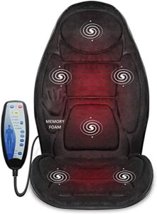 Snailax Memory Foam Massage Seat Cushion – Back Massager with Heat,6 Vibration Massage Nodes & 2 Heat Levels, Massage Chair Pad for Home Office Chair