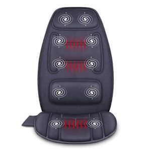 Snailax Massage Seat Cushion with Heat – Extra Memory Foam Support Pad in Neck and Lumbar ,10 Vibration Massage Motors, 2 Heat Levels, Back Massager Chair Pad for Back