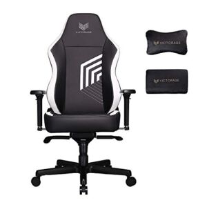 VICTORAGE Gaming Chairs Racing Premium Office Computer Game Chairs with Headrest and Lumbar Pillow Echo VE Series PU Leather(White)