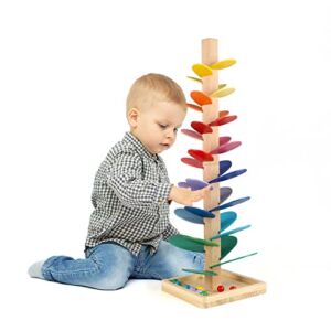 Vomocent Wooden Music Tree Toy for Kids , Marble Ball Run Track Game for Toddlers, Marble Tree Educational Montessori Toy Boy Girl Gifts