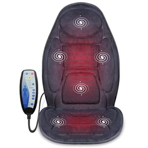 SNAILAX Vibration Massage Seat Cushion with Heat 6 Vibrating Motors and 2 Heat Levels, Back Massager, Massage Chair Pad for Home Office use