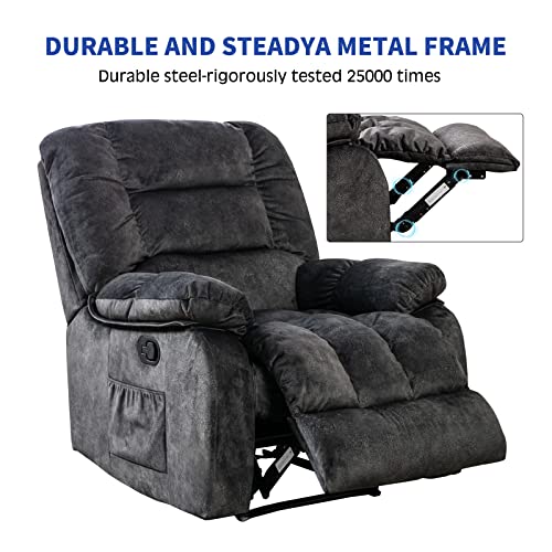 ANJHOME Overstuffed Massage Recliner Chairs with Heat and Vibration, Soft Fabric Single Manual Reclining Chair for Living Room Bedroom (Grey) | The Storepaperoomates Retail Market - Fast Affordable Shopping