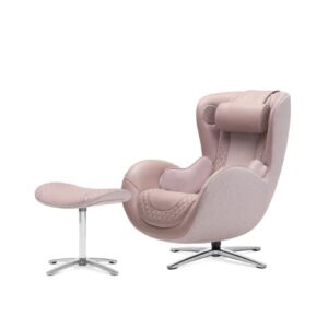 Nouhaus Classic Massage Chair with Ottoman. Pink Leather Lounge Chair, with Percussive & Shiatsu Chair Massager, Bluetooth Speaker and Recliner. Swivel Reading Chair with Spot and Full Body Massager