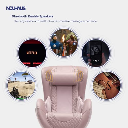 Nouhaus Classic Massage Chair with Ottoman. Pink Leather Lounge Chair, with Percussive & Shiatsu Chair Massager, Bluetooth Speaker and Recliner. Swivel Reading Chair with Spot and Full Body Massager | The Storepaperoomates Retail Market - Fast Affordable Shopping