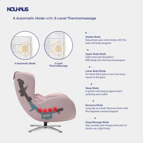 Nouhaus Classic Massage Chair with Ottoman. Pink Leather Lounge Chair, with Percussive & Shiatsu Chair Massager, Bluetooth Speaker and Recliner. Swivel Reading Chair with Spot and Full Body Massager | The Storepaperoomates Retail Market - Fast Affordable Shopping